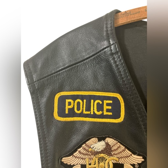 Harley Davidson Police Motorcycle Vest Size XL Patched Leather Blue Knights - Picture 4 of 16
